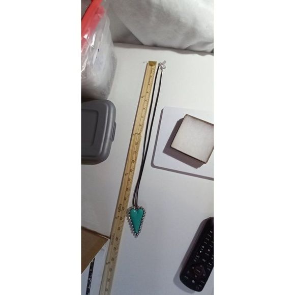 Large Artisan‎ Heart Pendant Rhinestones Silver Tone Statement 20" Long Necklace - Picture 7 of 7